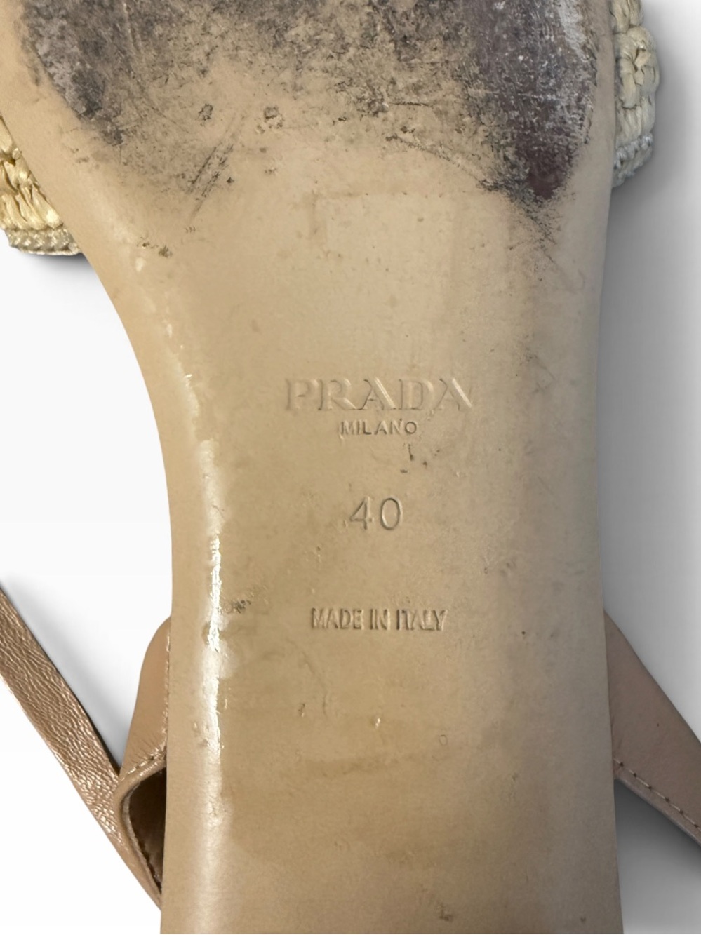 Prada Triangle Logo Natural Raffia Straw Woven Wrap Up Sandals Tan EU 40 - Picture 10 of 10